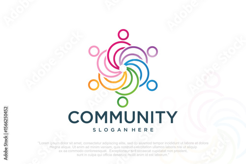 community people, social community, global community, human family logo design . vector illustration