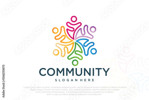 community people, social community, global community, human family logo design . vector illustration