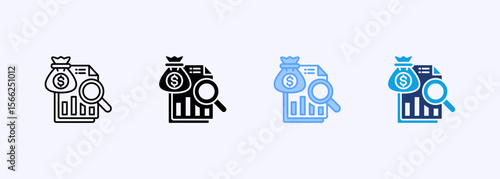 Financial Analytics Icon Set Multiple Style Collection