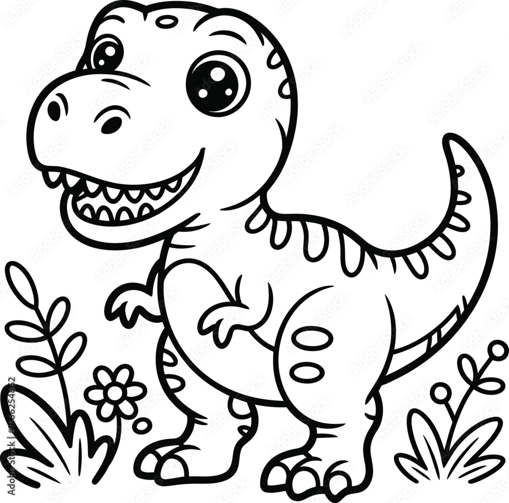 Fototapeta premium Dinosaurs Outline Design, Vector, Illustration, Ai generated