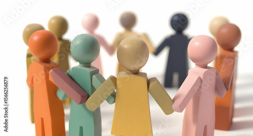 Paper figures holding hands in diversity circle