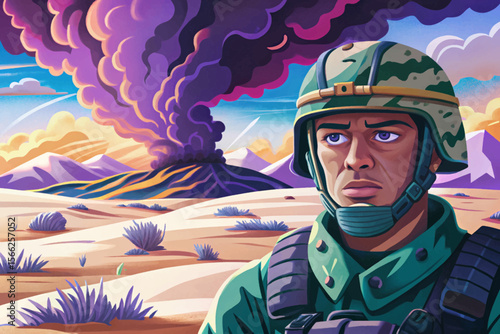 army soldier in white isolated background ideal for conflict zone illustrations, military game assets, posters, and educational visuals