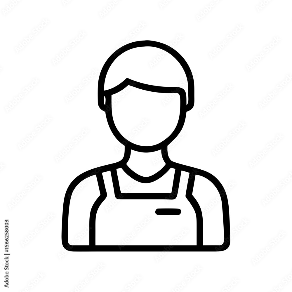 Store clerk icon in simple line art style Store clerk icon in simple line art style