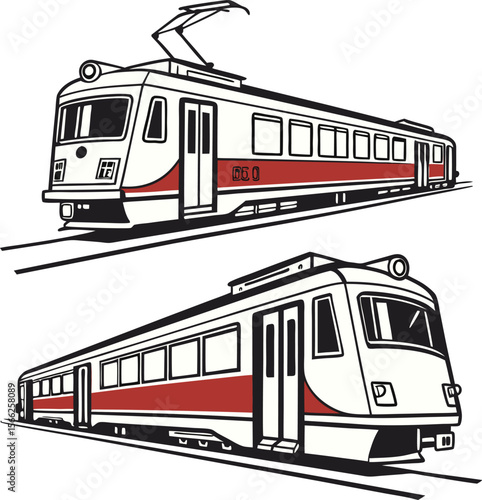 Modern Bullet Train Illustration in Vector Style – Side View of High-Speed Train