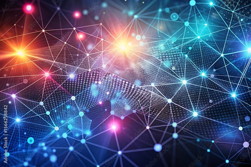Connected dots and lines form a global network Connected dots and lines form a global network