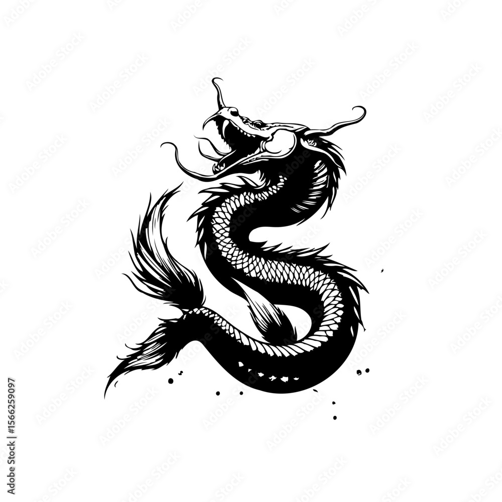 Fototapeta premium Majestic chinese dragon illustration with intricate details symbolizing power strength wisdom and good fortune in traditional art form