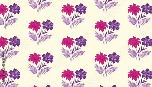 seamless floral pattern with modern outline florals for digital product usage

