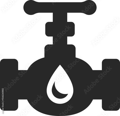 Oil valve solid icon used in fuel pipelines, energy flow systems, and industrial operations.
