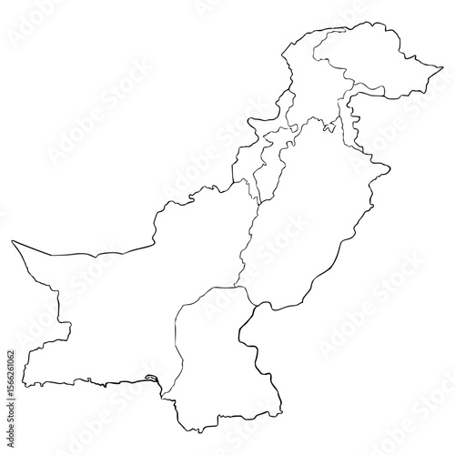Pakistan map illustration hand drawn outline vector