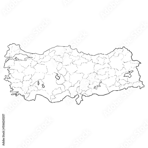 Turkey map illustration hand drawn outline vector