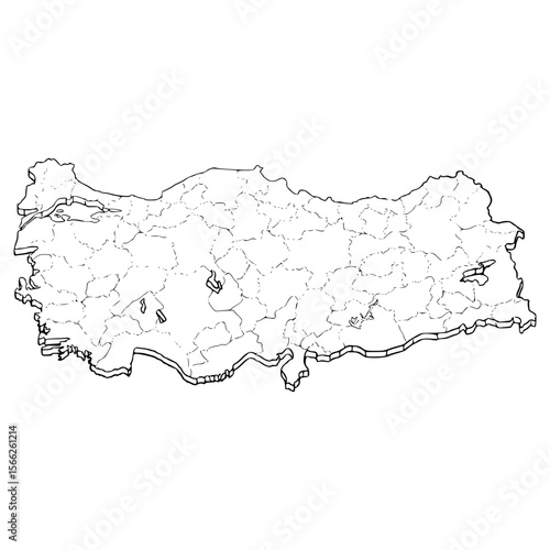 Turkey map illustration hand drawn outline vector