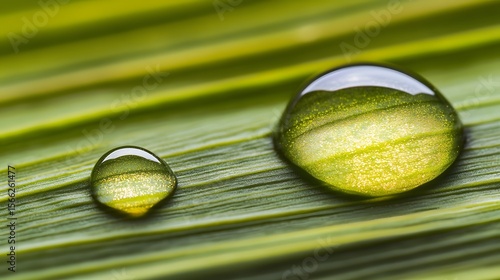 Macro Photography of Dew Drops on Green Leaf