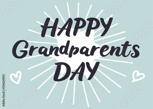 Happy Grandparents Day Greeting Card with Hearts and Sunburst Design