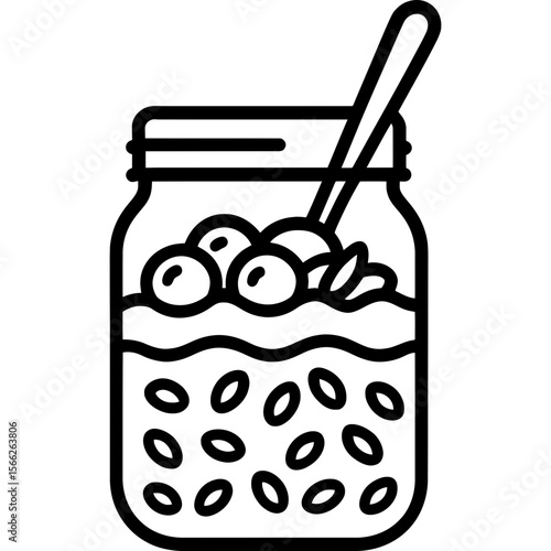 Overnight oats jar outline icon vector