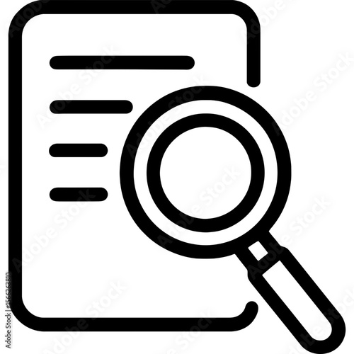 Magnifying glass over document outline icon vector