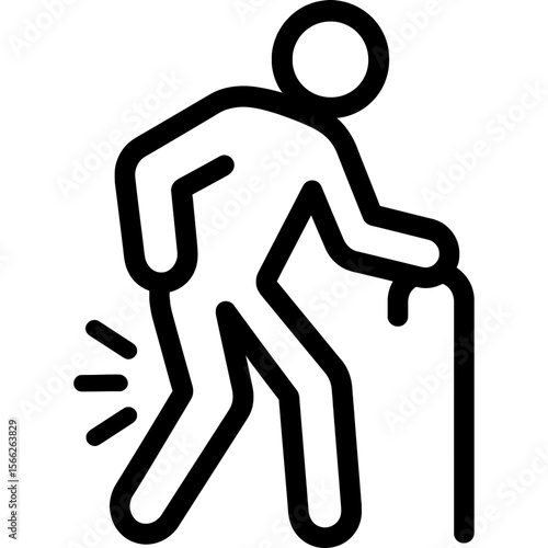 Limping person outline icon vector