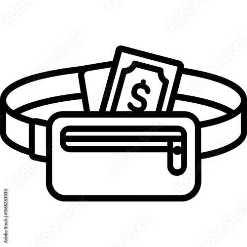 Money belt outline icon vector