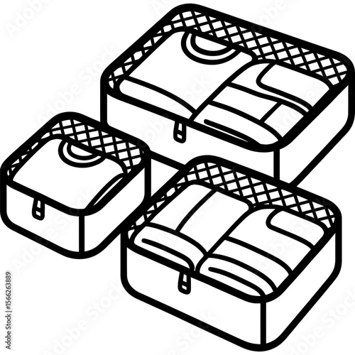 Packing cubes outline icon vector