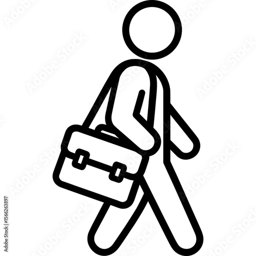 Person carrying laptop bag outline icon vector