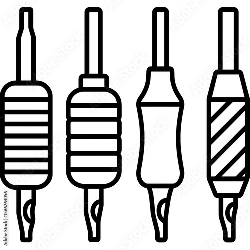Tattoo grips and tubes outline icon vector