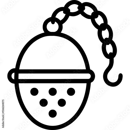 Tea egg infuser with chain outline icon vector
