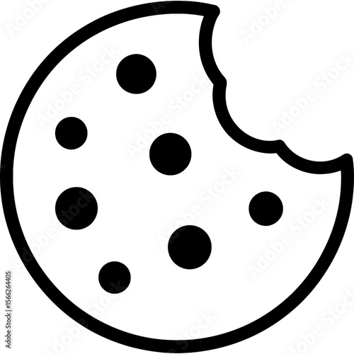 Cookie with bite taken outline icon vector