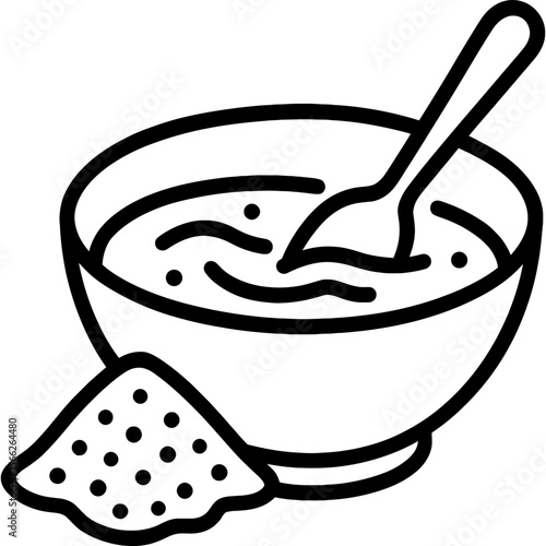 Flax egg mixture in bowl outline icon vector