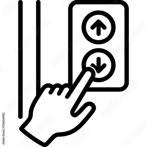 Elevator button pressing outline icon vector