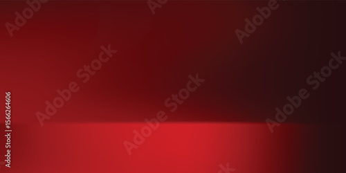 Red studio background. Abstract limbo podium studio room. Dark red gradient wall floor and spotlight scene.