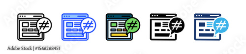 Hashtags Icon Collection With Multiple Styles