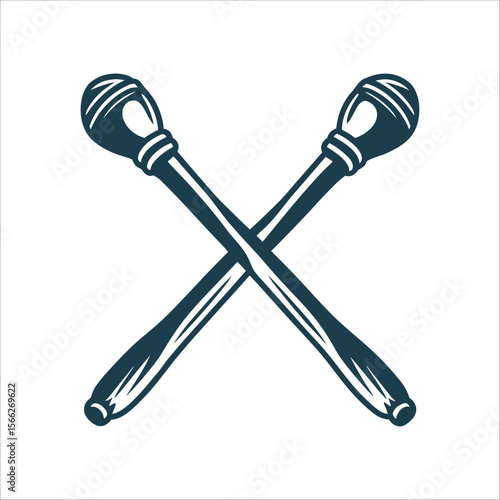 Crossed Rhythm Sticks Illustration, Ti Rakau Ti Rakau Two crossed rhythm sticks