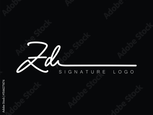 ZD Handwritten initial letter, ZD simple signature vector ZD logo , ZD beauty logo , ZD photography letter logo design.