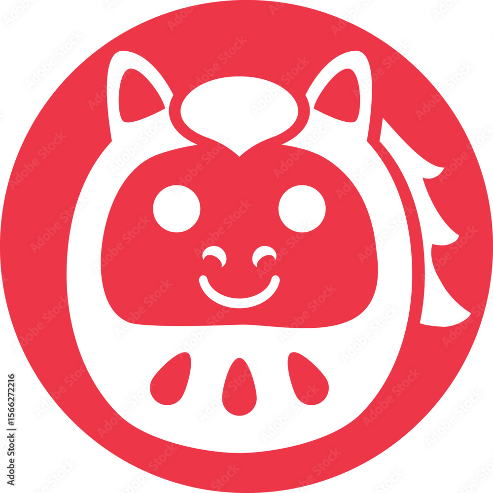 Obraz premium 午年の馬のダルマのスタンプ