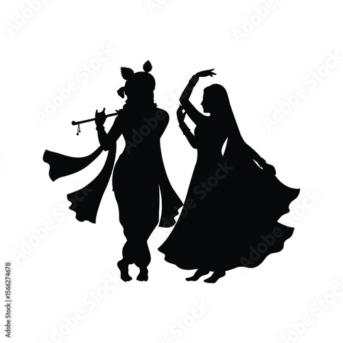 A captivating vector illustration of a silhouetted bride and groom dancing, embodying the elegance of wedding fashion and romantic love
