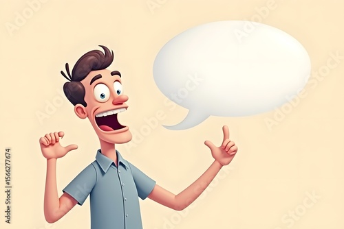 Wallpaper Mural pastel cartoon man freaking out with speech bubble illustration Torontodigital.ca