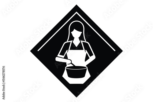 woman cooking vector icon
