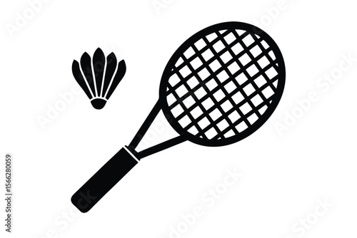 badminton racket and shuttlecock vector icon