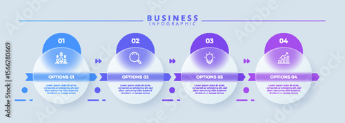 Design template for vector infographic labels with icons and 4 options or steps. Suitable for process diagrams, presentations, workflow layouts, banners, flow charts, and infographics.