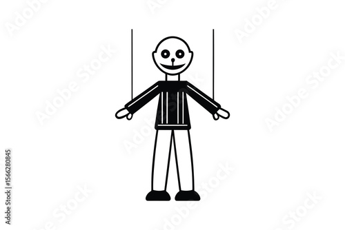 Simple Marionette Puppet on Strings Silhouette