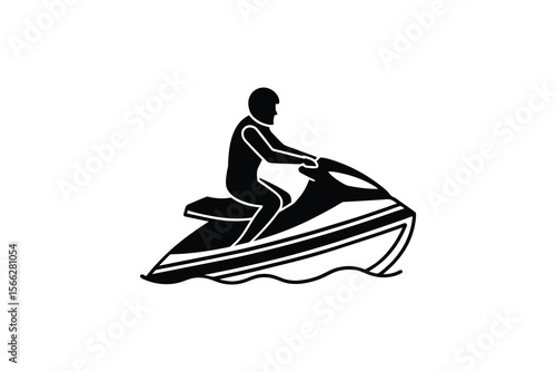 Man Riding Jet Ski on Water Silhouette