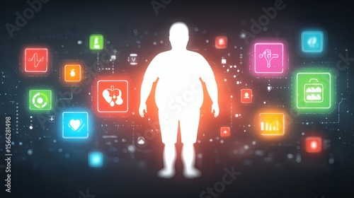 Abstract representation of health, fitness, and obesity concept