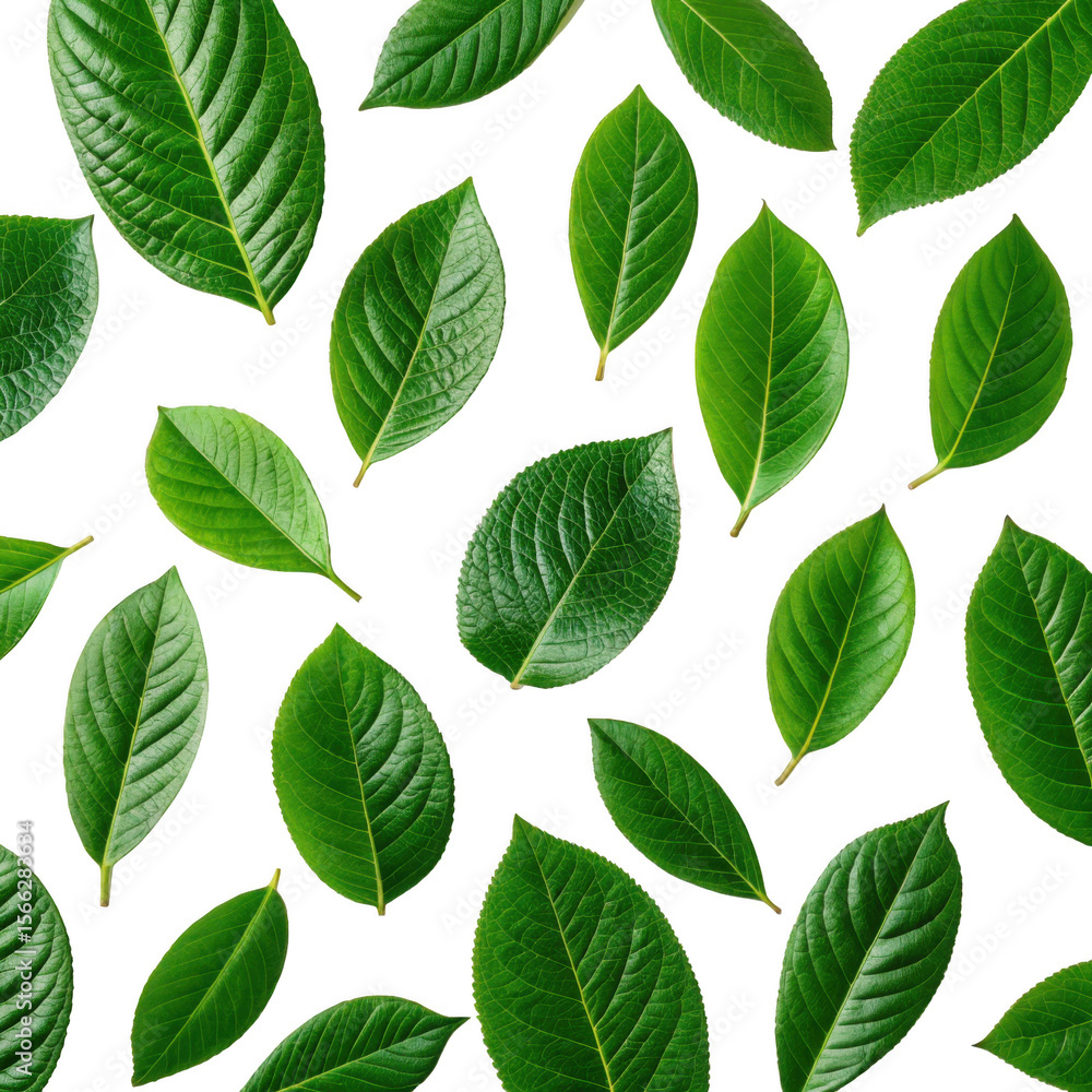 Vibrant Green Leaf Collection on transparent Vibrant Green Leaf Collection on transparent
