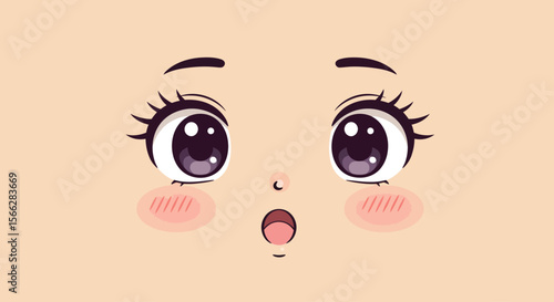 A cute, wide-eyed cartoon face with rosy cheeks and an open mouth expresses a strong sense of surprise or wonder.