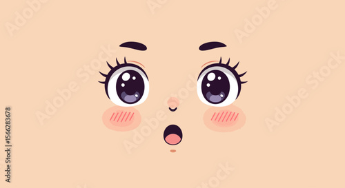 A cute cartoon face with wide, surprised eyes and an open mouth expresses shock or amazement on a plain skin-toned background.