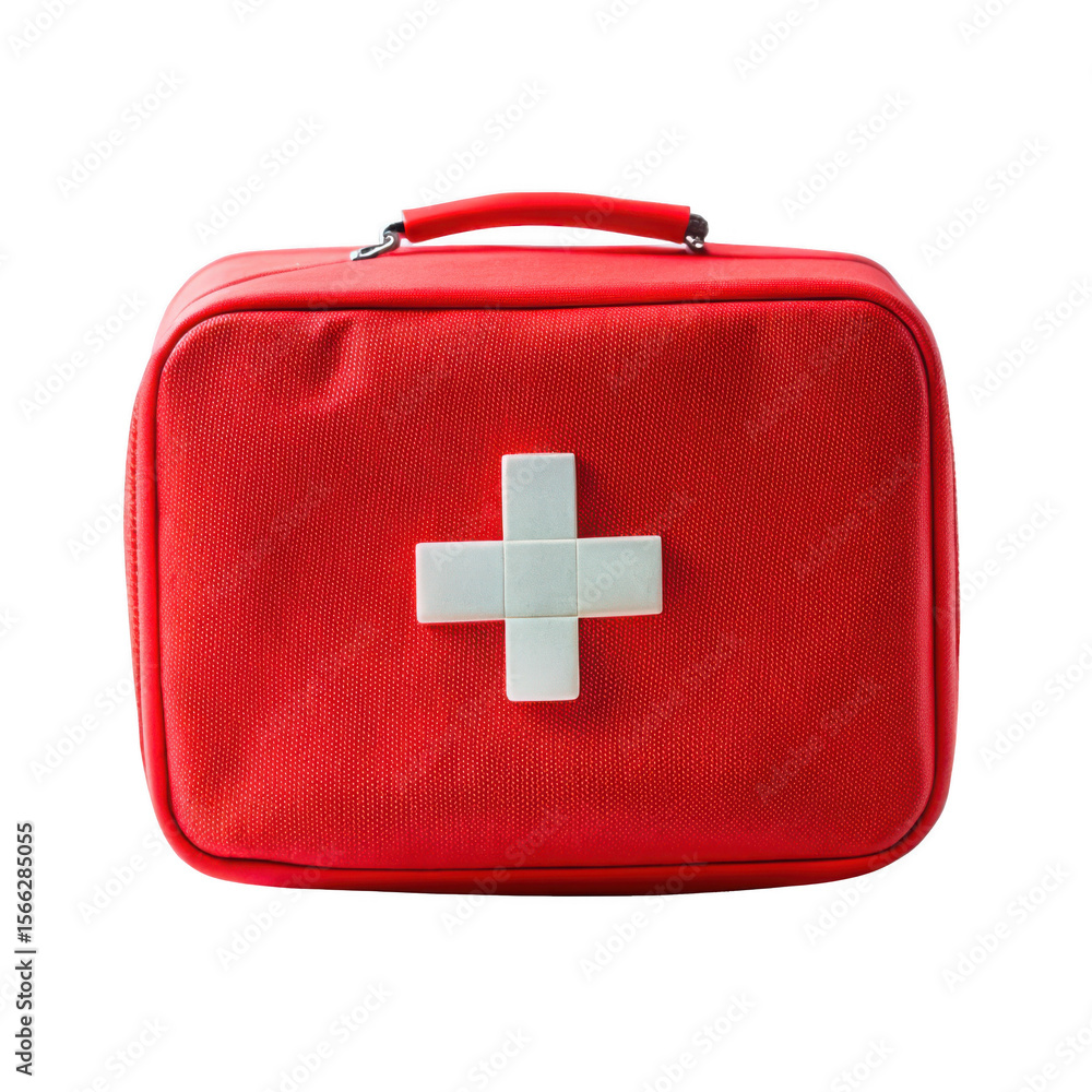 Obraz premium Red First Aid Kit Bag on transparent 