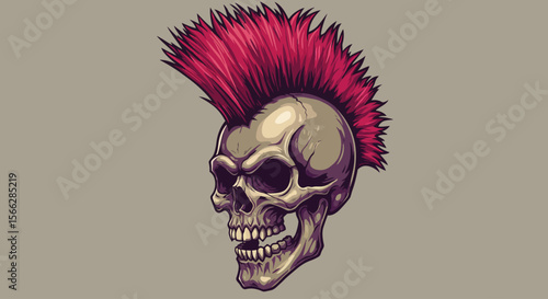 Vector Punk Skull with Mohawk – Edgy Tattoo & T-Shirt Design Graphic