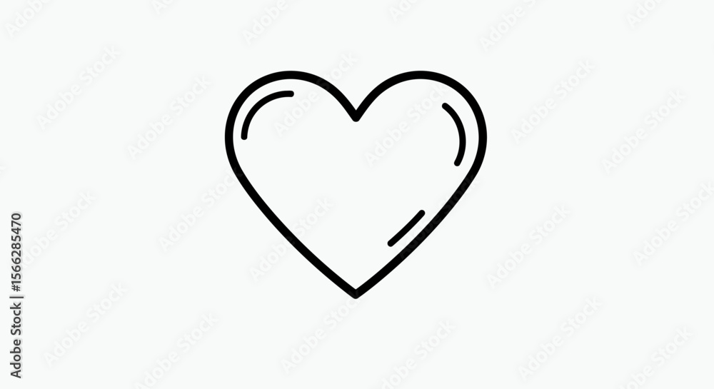 A minimalist black outline of a heart symbol is prominently displayed on a clean white background, representing love, care, and affection. A minimalist black outline of a heart symbol is prominently displayed on a clean white background, representing love, care, and affection.