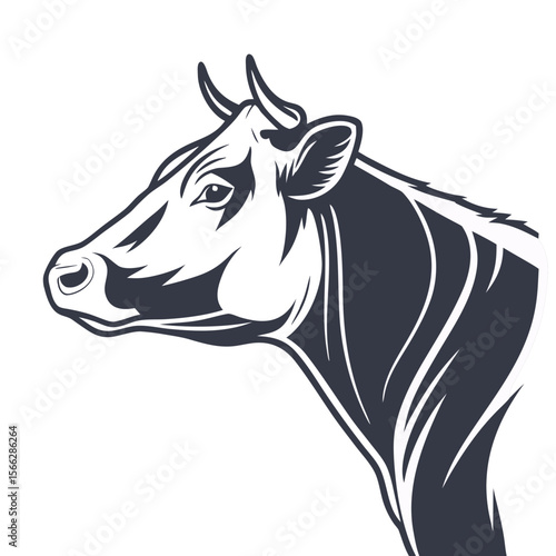 Cow Silhouette Isolated Farm Animal on White Background