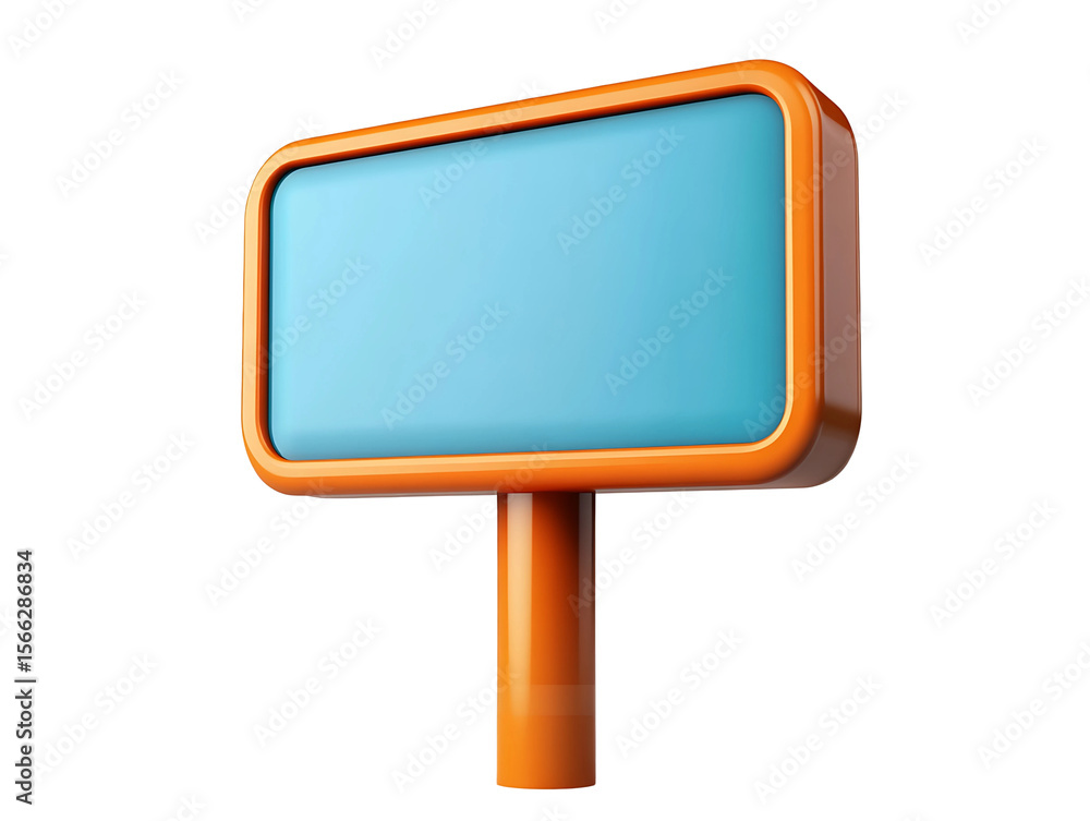 Fototapeta premium 3D Of Blank Orange and Blue Signpost on Transparent Background