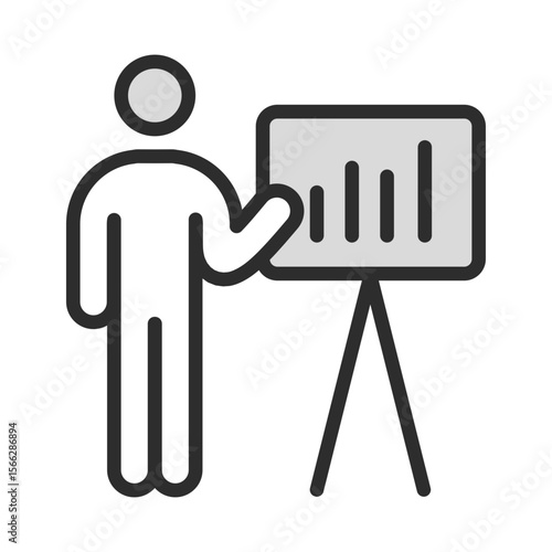 Person Presenting Chart Icon Business Analytics Data Presentation Report Graph